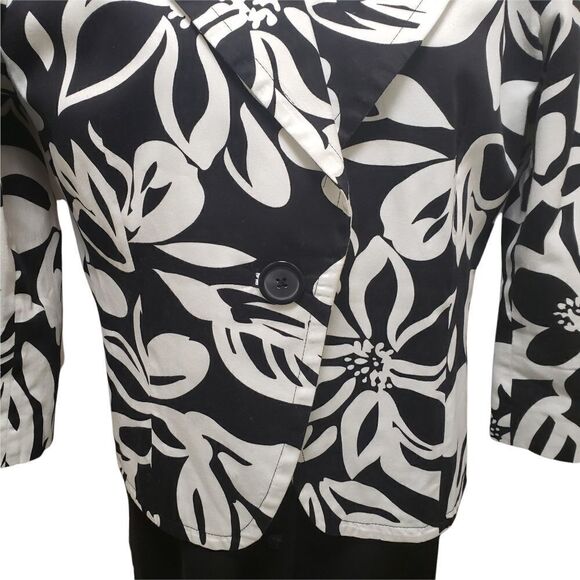 Patricr Christopher White Black Floral One Button Jacket Sz 14 - Picture 5 of 14